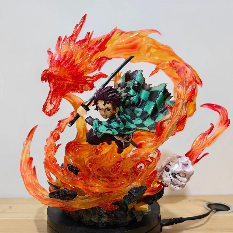 Statue Tanjirou Kamado 30 cm Dragon de Feu LED – Demon Slayer
