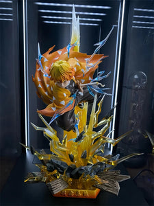 Figurine Zenitsu Agatsuma Demon Slayer 30 cm en PVC avec deux têtes interchangeables

