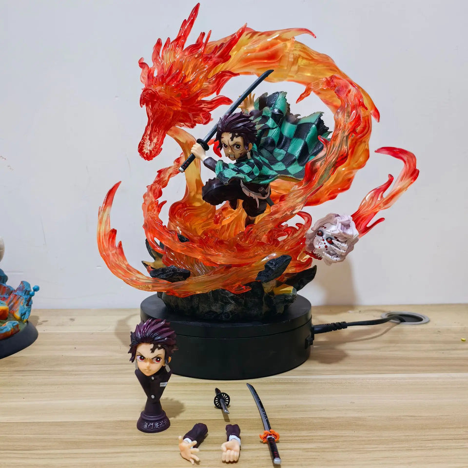 Statue Tanjirou Kamado 30 cm Dragon de Feu LED – Demon Slayer
