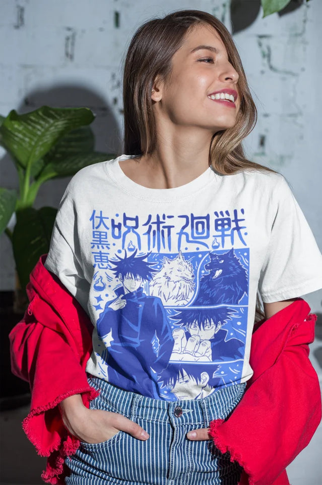 T-shirt Megumi Fushiguro Jujutsu Kaisen en coton écologique