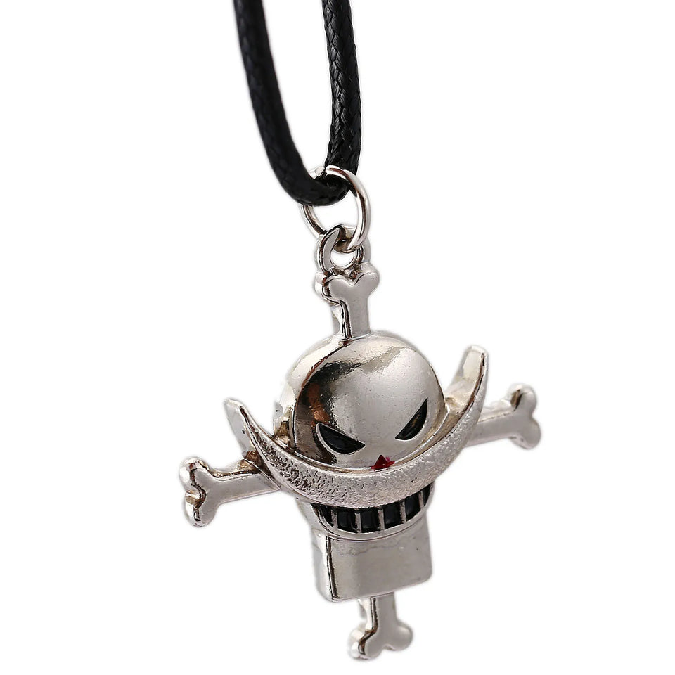 Collier One Piece avec pendentif en métal représentant un personnage stylisé de la série animée