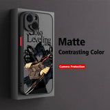 Coque iPhone Solo Leveling en noir mat avec protection de caméra et design attrayant
