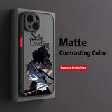 Coque iPhone Solo Leveling avec protection de caméra et finition mate en couleur contrastante