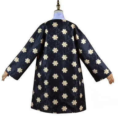 Costume Kimono One Piece Robin à motifs floraux sur fond noir pour les fans d'animation japonaise
