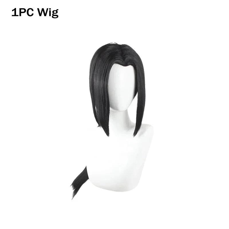 Perruque noire droite à couper qui complète le costume Kimono One Piece Robin avec style