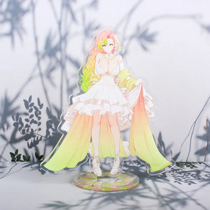 Figurine Demon Slayer 16 cm en acrylique représentant un personnage avec une robe colorée et des cheveux vibrants.