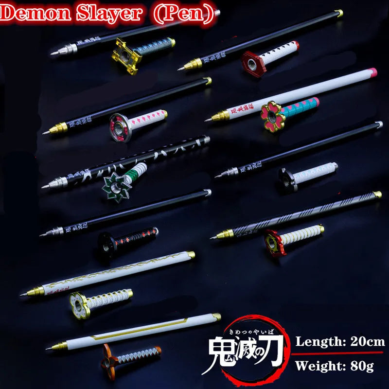 Collection de stylos épée Demon Slayer avec designs uniques et couleurs vives pour les fans d'animation