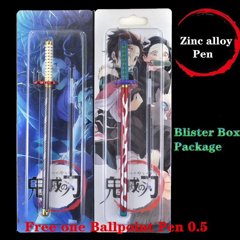 Stylo épée Demon Slayer en alliage de zinc dans un emballage blister avec designs d'anime