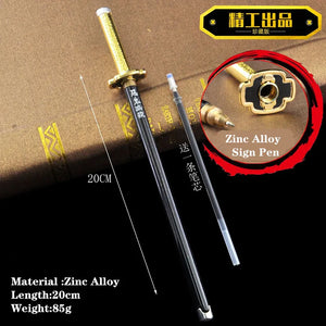 Stylo épée Demon Slayer en alliage de zinc, 20 cm de long, détail doré élégant