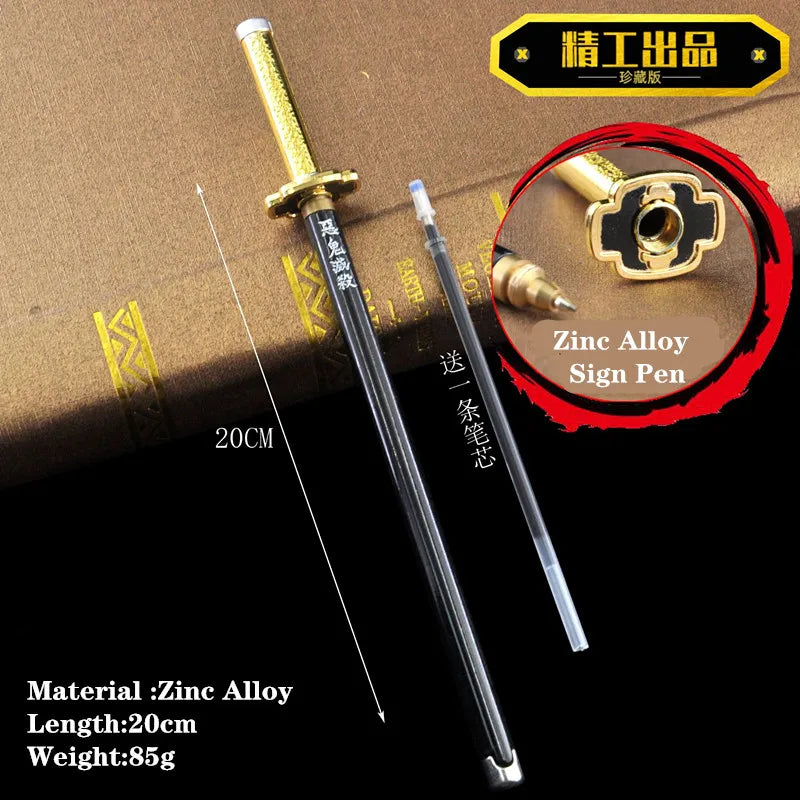 Stylo épée Demon Slayer en alliage de zinc, 20 cm de long, détail doré élégant