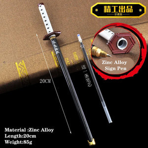 Stylo épée Demon Slayer en alliage de zinc de 20 cm avec une pointe dorée