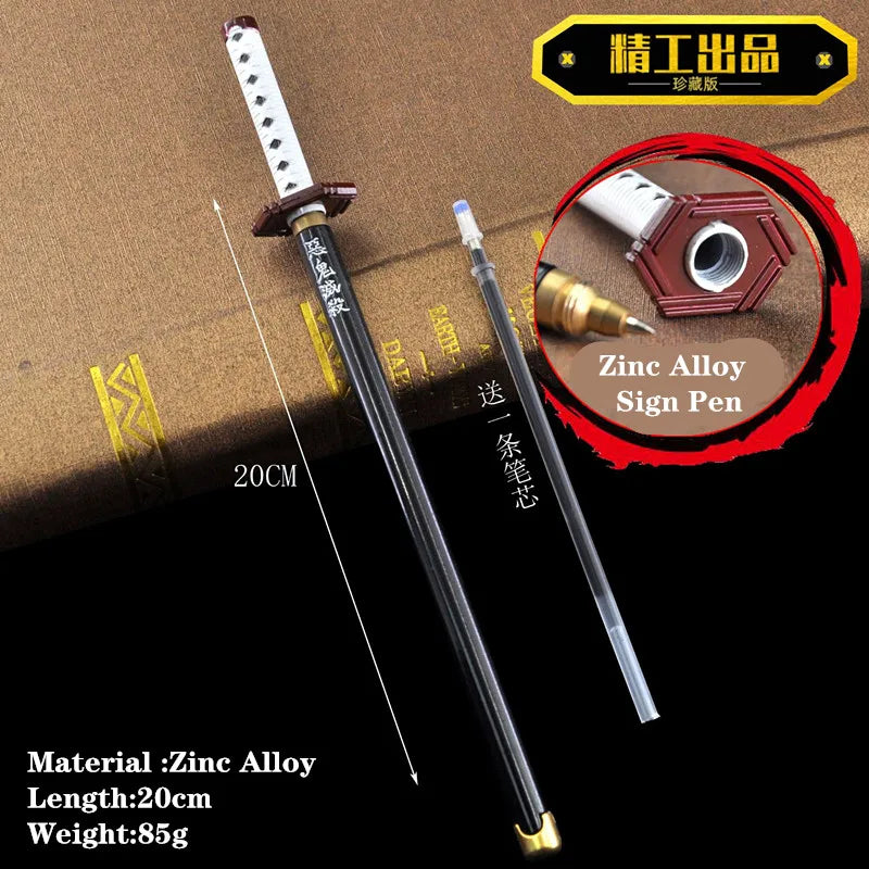 Stylo épée Demon Slayer en alliage de zinc de 20 cm avec une pointe dorée