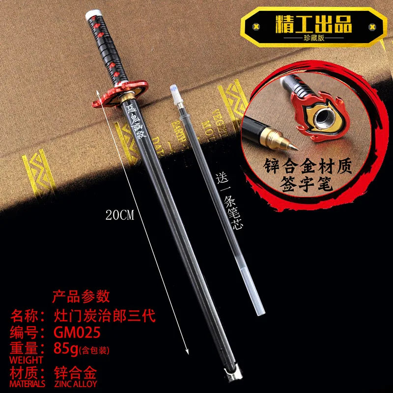 Stylo épée Demon Slayer avec une finition détaillée et une pointe en métal pour les fans de la série