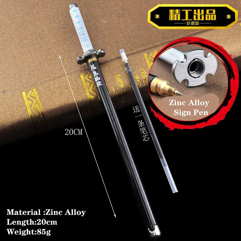 Stylo épée Demon Slayer en alliage de zinc de 20cm avec pointe fine pour un usage précis