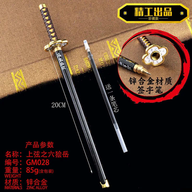 Stylos épée Demon Slayer en métal avec design détaillé et pointe fine pour la calligraphie