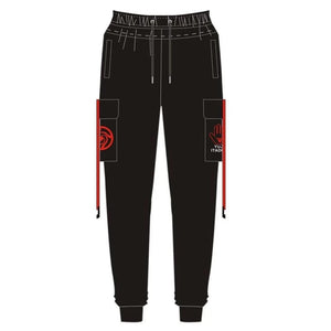 Pantalon noir avec poches, idéal pour un ensemble cosplay Jujutsu Kaisen d'Eterna