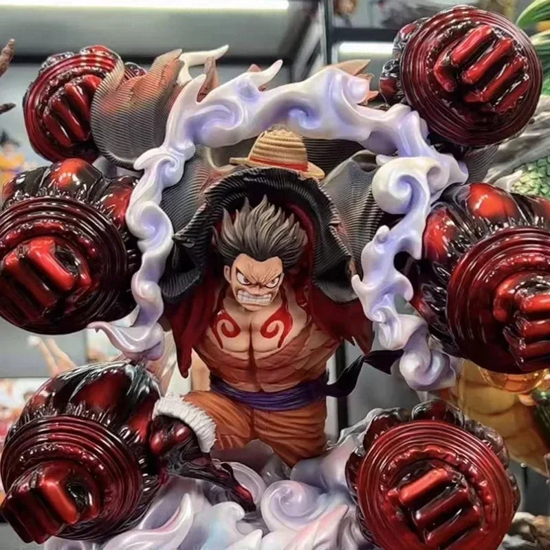 Figurine Luffy Gear 4 spectaculaire avec des détails précis et des couleurs vives pour les fans de One Piece