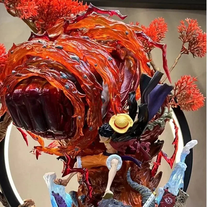 Figurine Luffy Red Rock avec des détails vibrants et des couleurs éclatantes dans une pose dynamique