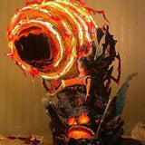 Figurine Luffy Red Rock avec effets de feu en arrière-plan pour les fans d'One Piece