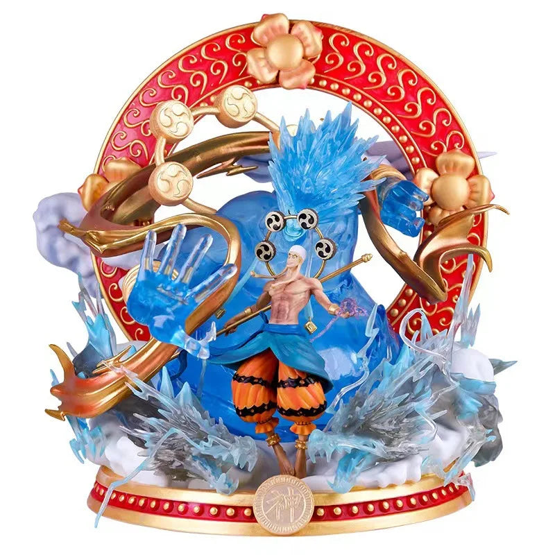 Figurine Thor Enel One Piece avec détails colorés et effets de glace, idéal pour les collectionneurs