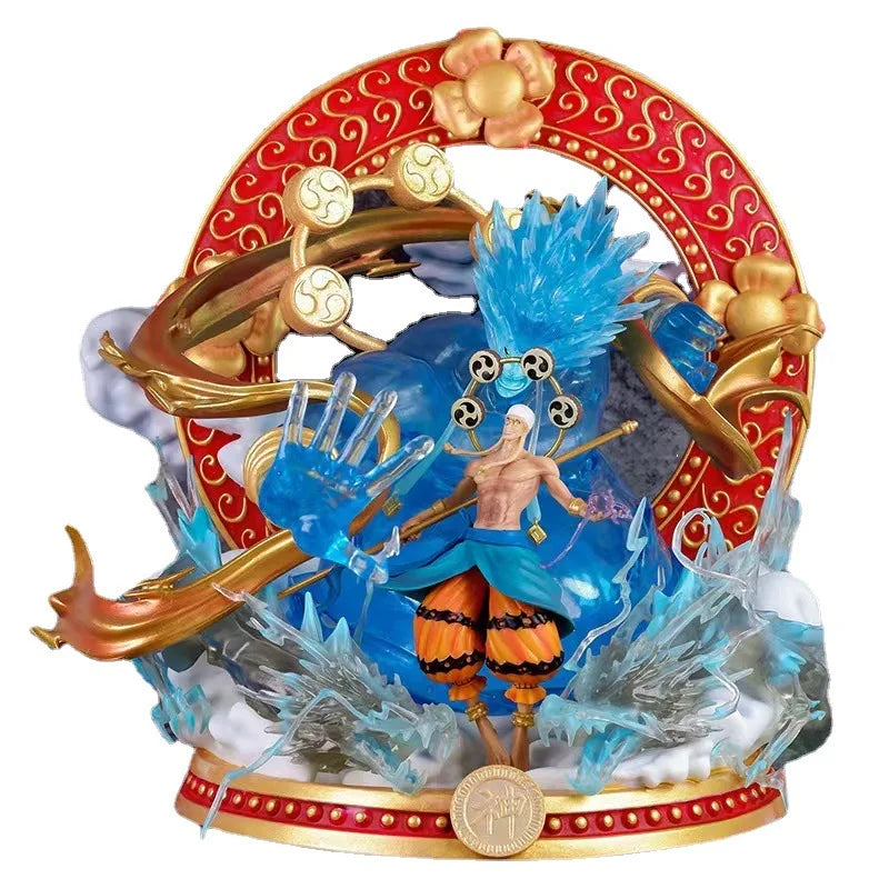 Figurine Thor Enel One Piece avec détails colorés et effets de glace pour les fans d'animés