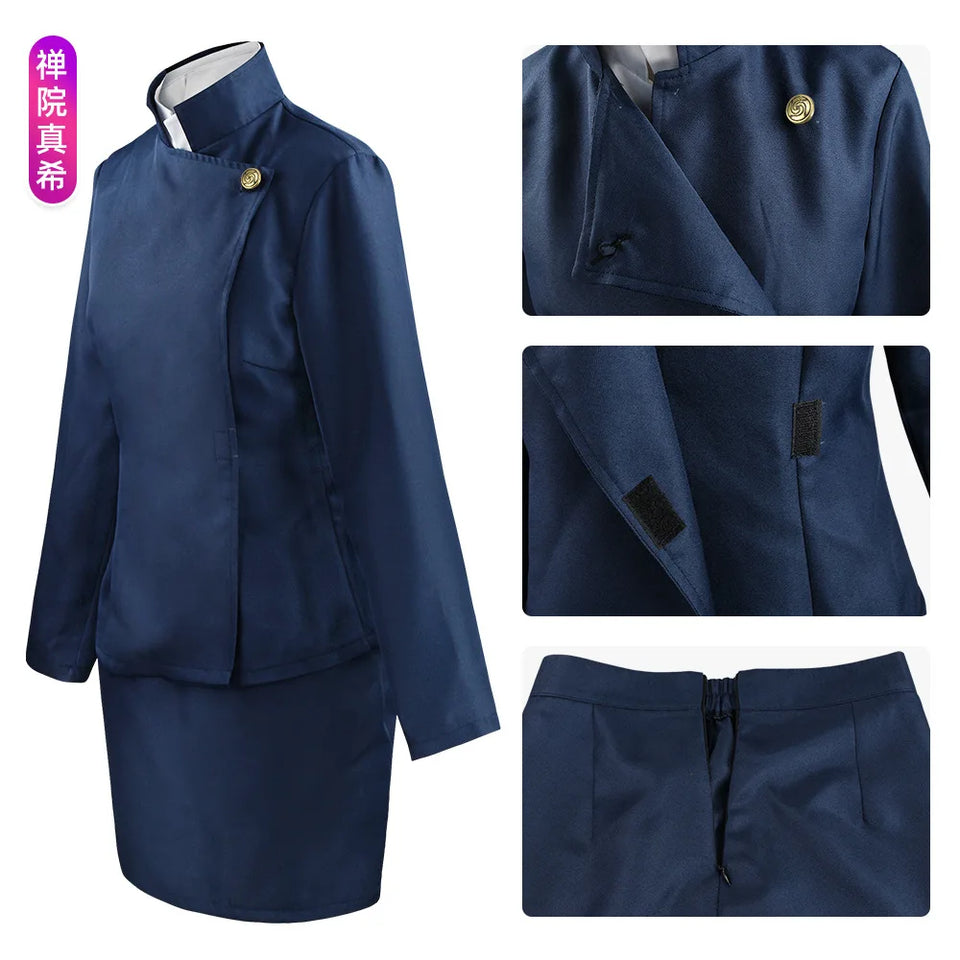 Set cosplay Maki Zenin Jujutsu Kaisen – top, jupe et perruque polyester unisexe