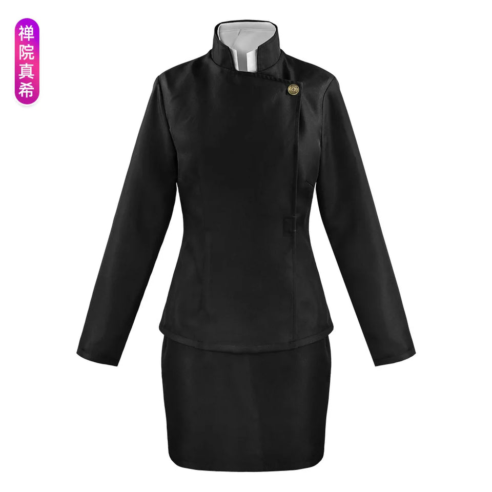 Set cosplay Maki Zenin Jujutsu Kaisen – top, jupe et perruque polyester unisexe