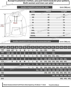 Table des tailles pour hoodie manga unisexe Eterna avec dimensions précises pour un ajustement optimal