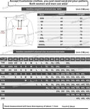 Table des tailles pour hoodie manga unisexe Eterna avec dimensions précises pour un ajustement optimal