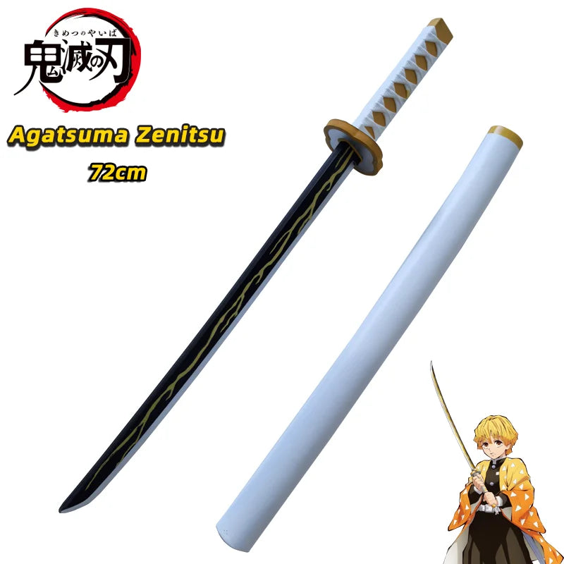 Katana cosplay mousse Agatsuma Zenitsu de 72 cm avec fourreau et détails dorés