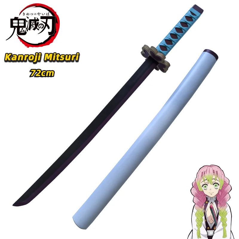 Katana cosplay mousse Kanroji Mitsuri de 72cm avec poignée décorative et fourreau en plastique