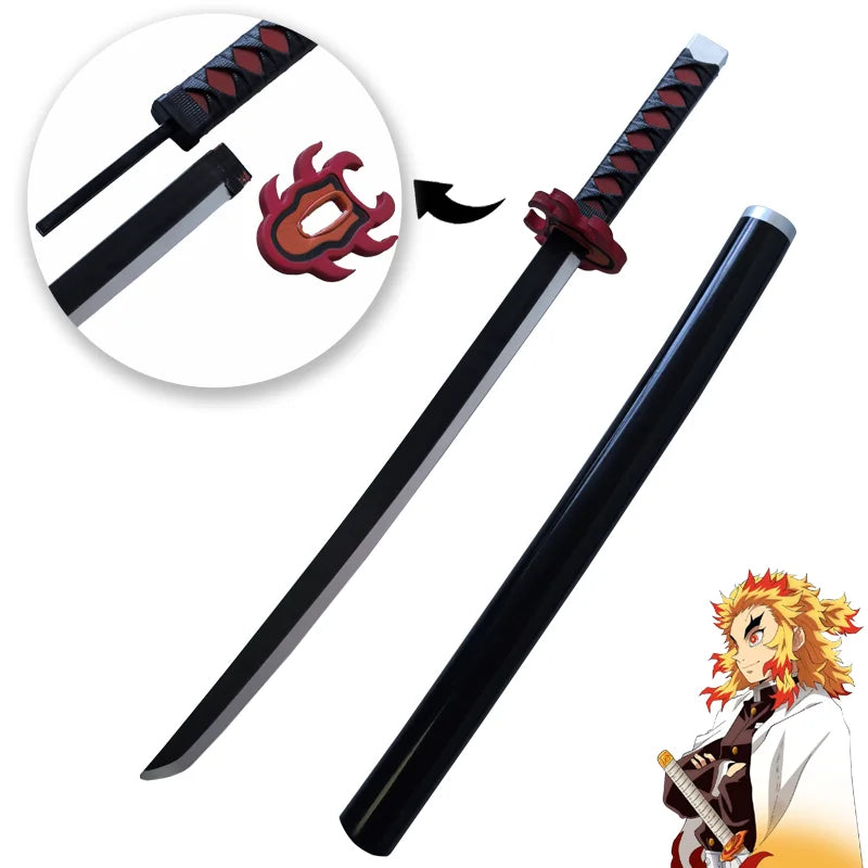 Katana cosplay mousse d'Eterna avec scabbard noir et poignée rouge, parfaite pour les fans de cosplay