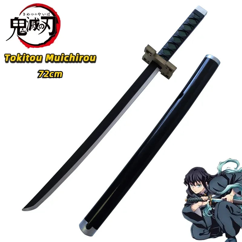 Katana cosplay mousse Tokitou Muichirou de 72 cm avec étui noir et design détaillé