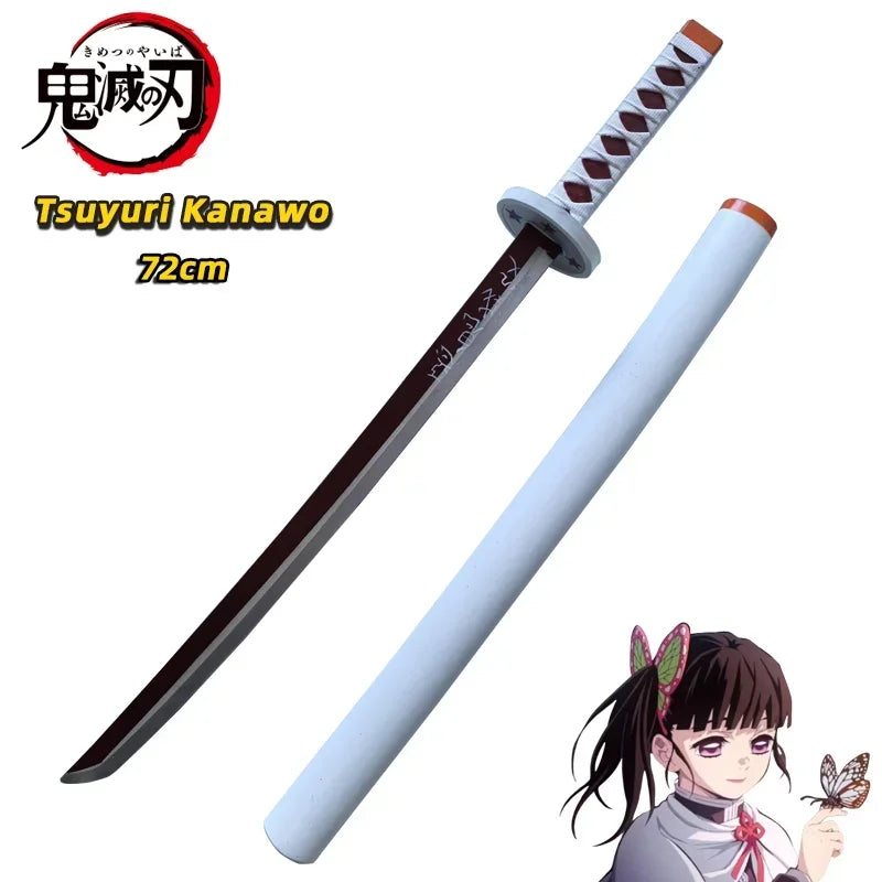 Katana cosplay mousse Eterna de Tsuyuri Kanawo de 72cm avec poignée détaillée et fourreau blanc