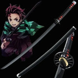 Épée katana Tanjiro Kamado avec poignée ornée et sabre courbé, inspirée de l'anime