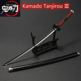 Katana Tanjiro Kamado avec poignée rouge, support inclus, inspirée de l'animé Demon Slayer