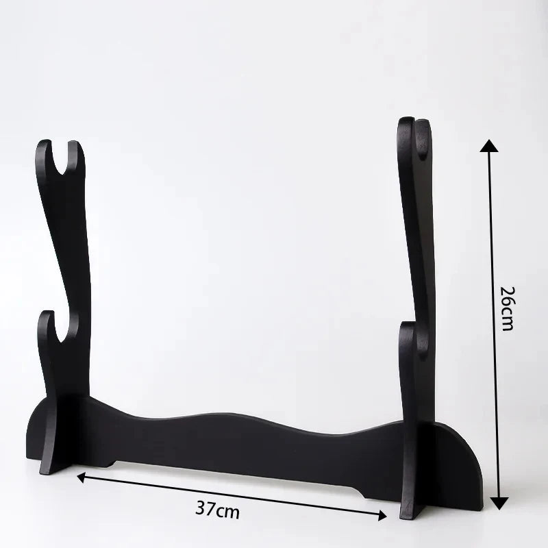 Support en bois noir pour katana Tanjiro Kamado, dimensions 37 cm par 26 cm, idéal pour l'affichage
