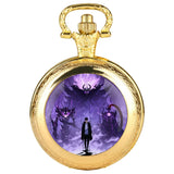 Montre à gousset vintage quartz en or avec design artistique et émaillé mystérieux