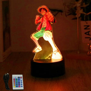 Lampe 3D Eterna avec Luffy de One Piece, illuminée et télécommande pour changer les couleurs