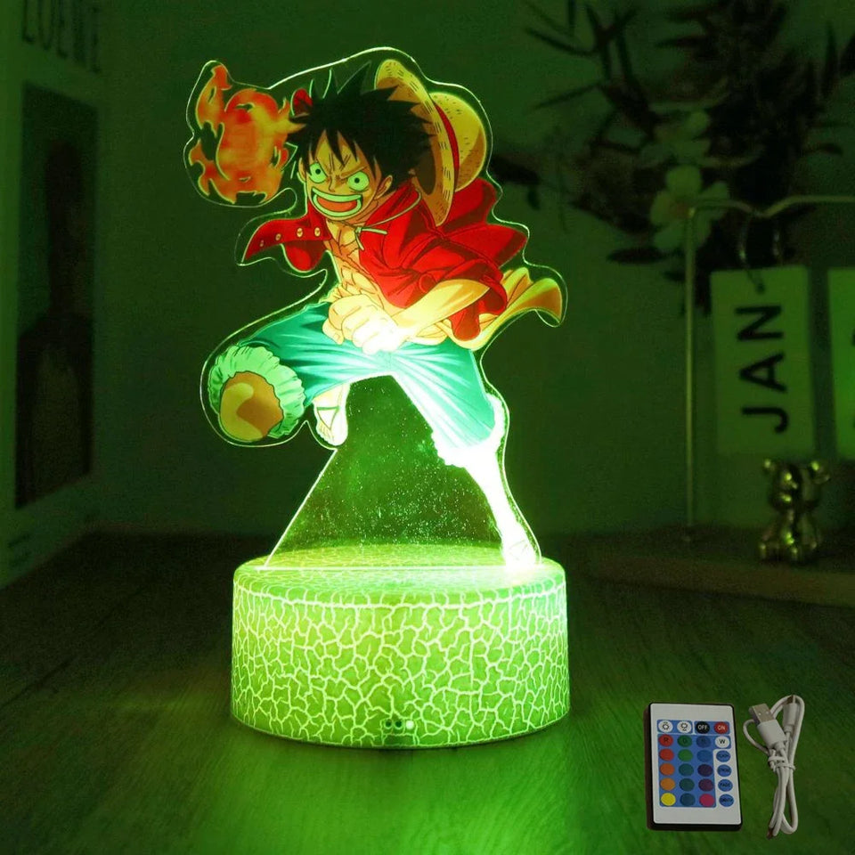 Lampe LED Eterna avec personnage de pirate animé coloré sur un socle décoratif