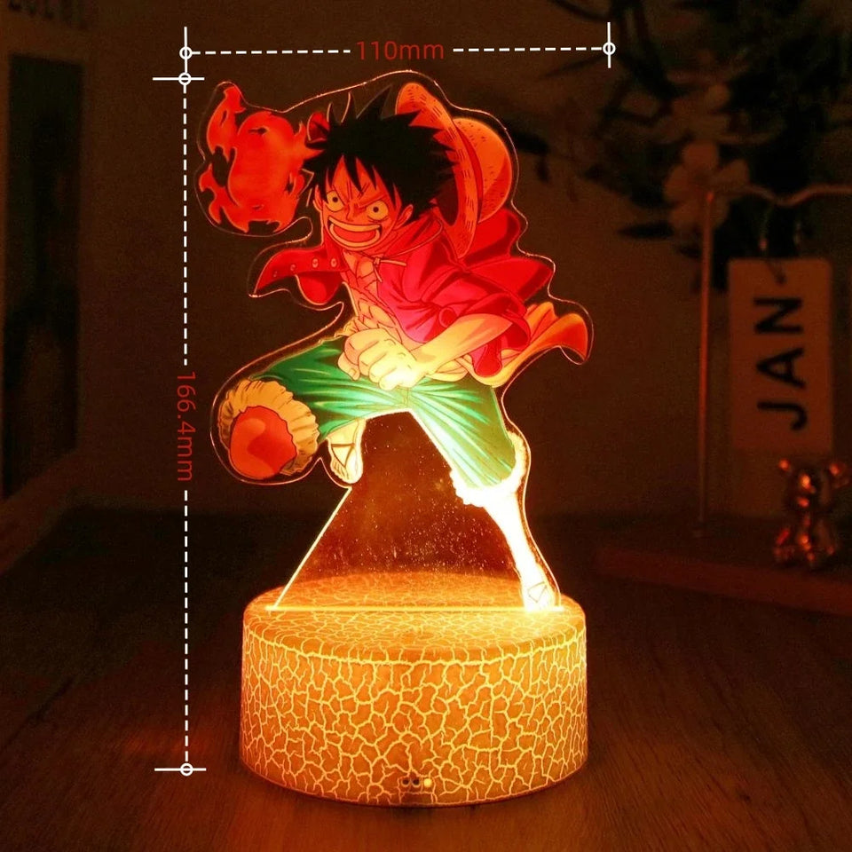Lampe 3D Eterna de Luffy de One Piece, éclairage LED coloré avec base décorative