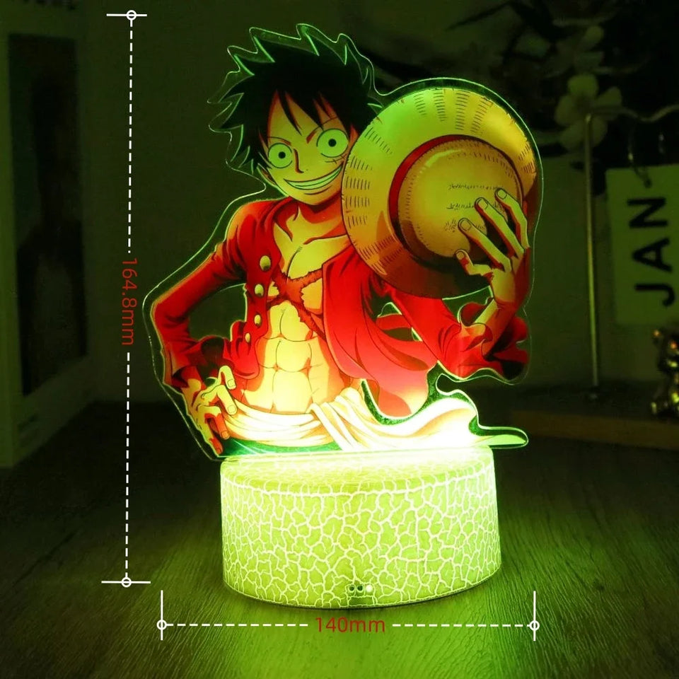 Lampe LED 3D Eterna avec personnage de Luffy en résine pour les fans de One Piece