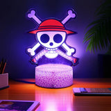 Lampe LED Eterna avec motif de pirate et os croisés, idéale pour la chambre des fans de mangas