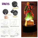 Lampe de nuit 3D tactile à 7 couleurs avec personnage de manga, port USB et mode batterie