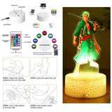 Lampe LED 3D Eterna avec personnage de manga, télécommande et fond lumineux personnalisable