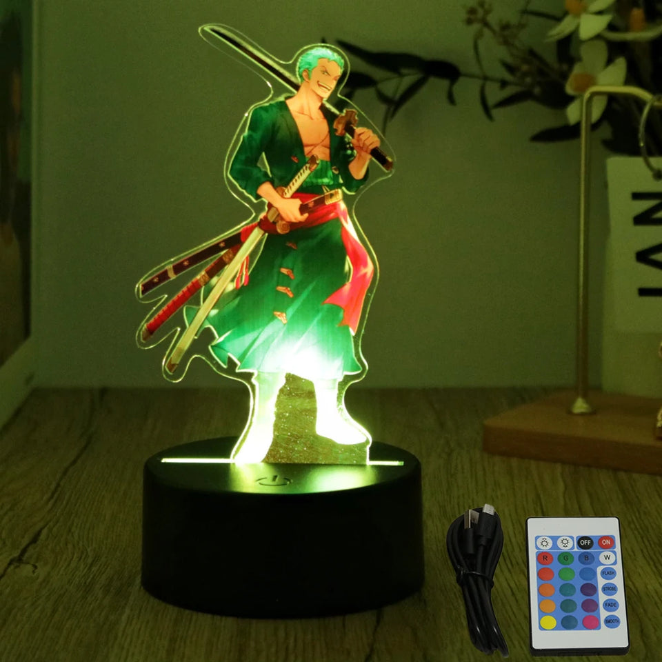 Lampe LED Eterna avec figurine de personnage animé et télécommande pour changer de couleur