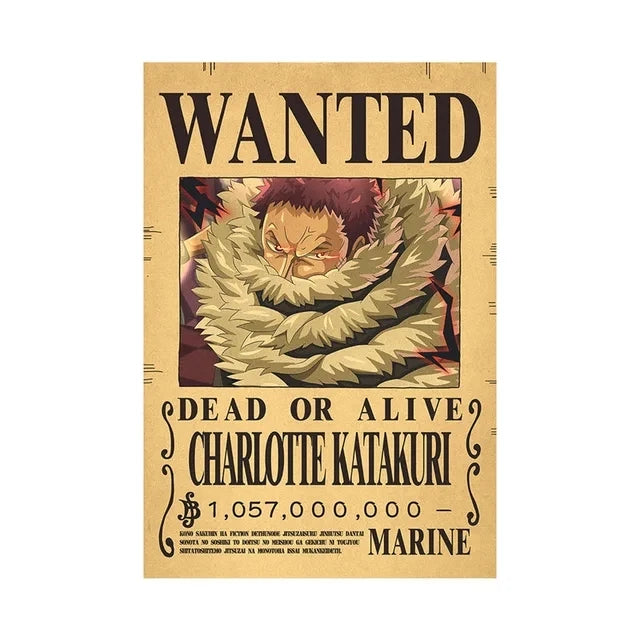 Affiche One Piece Wanted de Charlotte Katakuri avec une récompense de 1 057 000 000 berrys