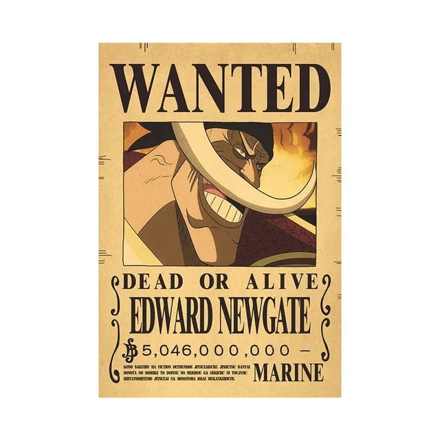 Affiche One Piece Wanted pour Edward Newgate avec une prime de 5,046,000,000 Berries
