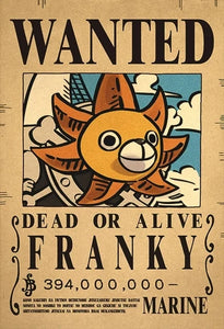 Affiches One Piece Wanted pour Franky avec une récompense de 394 millions de berrys
