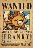 Affiches One Piece Wanted pour Franky avec une récompense de 394 millions de berrys